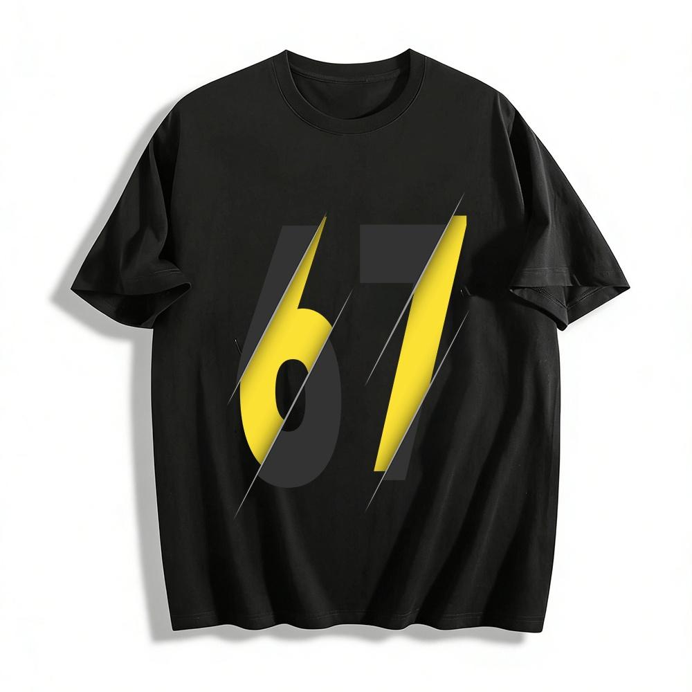 

Trendy Cut Style Number 67 Print Casual Short Sleeve T-Shirt Pure cotton T-shirt XXS