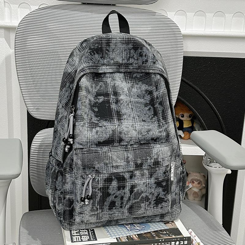 Schoolbag Japanese ins autumn and winter retro plaid schoolbag female British college style college student class travel versatile backpack
