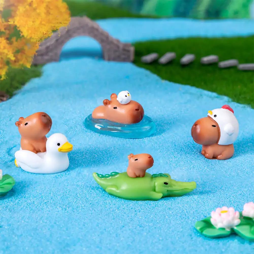 

Miniature Cartoon Capybara Model Figurine Desk Garden Landscape Ornament Resin Craft Home Office Decor Car Desktop Knickknacks