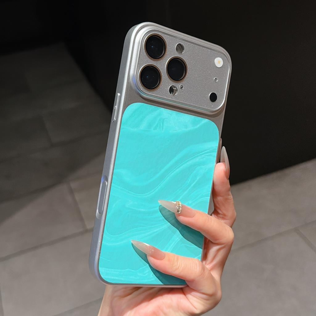 Applicable to iPhone17Promax second change mobile phone case water wave leather pattern AG electroplating matte Apple 16 all-inclusive