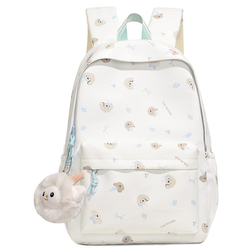 Cute Printed Backpack with Front Pocket and Side Pockets for Students and Daily Use