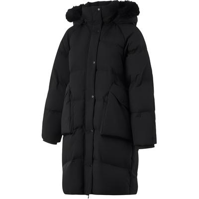 Li Ning Sports Trend Series Casual Simple Comfortable Loose Cold Resistant Warm Outdoor Solid Color Long Down Jacket Women Outerwear Black AYMU192-3
