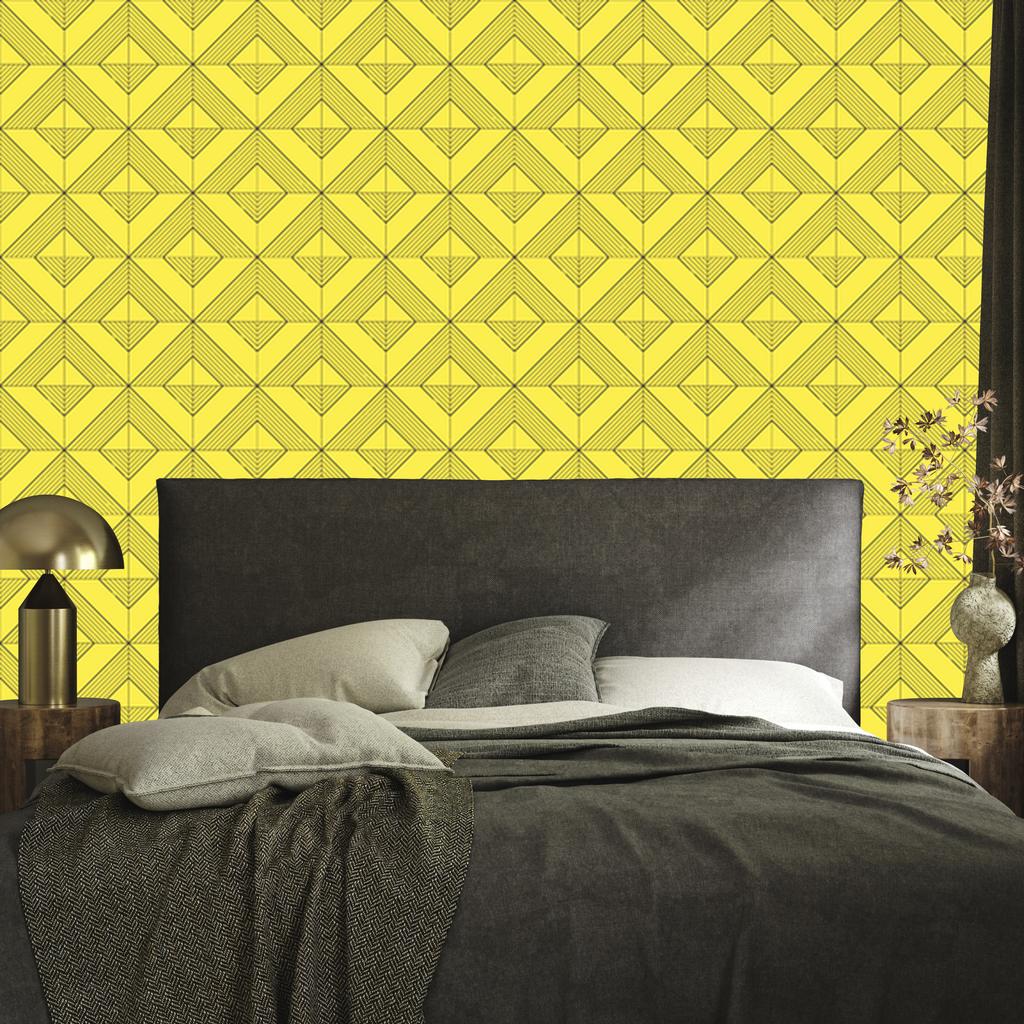 Wallpaper Geometric rhombuses background yellow, center yellow 50x1000