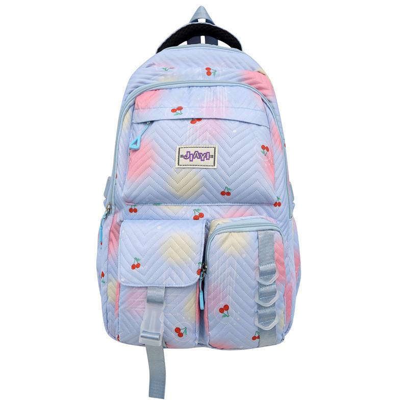 Spotted Fashion Colored Cherry Pattern Student Backpack For High School Use