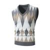 Men's Fashion V-Neck Sleeveless Knitted Vests Sweater Patchwork Color Casual Lined Vest Men's Tops
