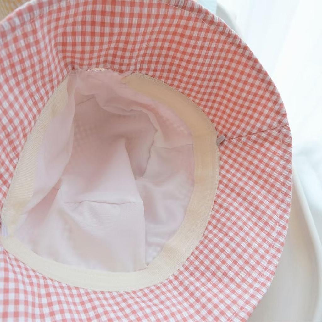 Ladies Plaid Bucket Hat Sun Hat Summer Ultraviolet Travel Bow Visor Basin Hat Brim Sun Hat