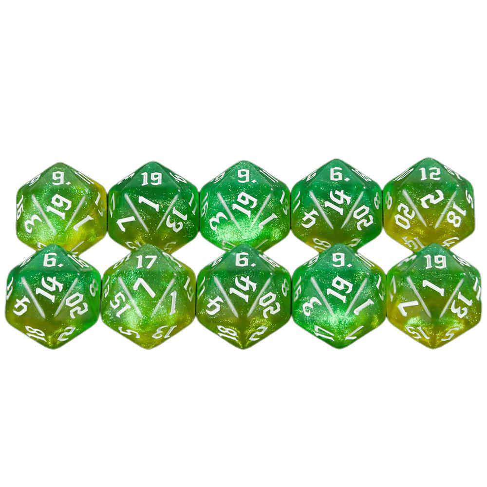 Polyhedral D20-terning 10 stk 20-sidig dobbelfarge med glitterterninger for DND-brettspill og rollespill