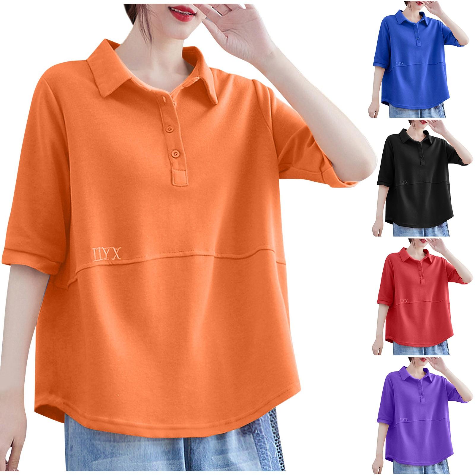 

Женская модная повседневная рубашка большого размера, свободная блузка с отворотом и средним рукавом