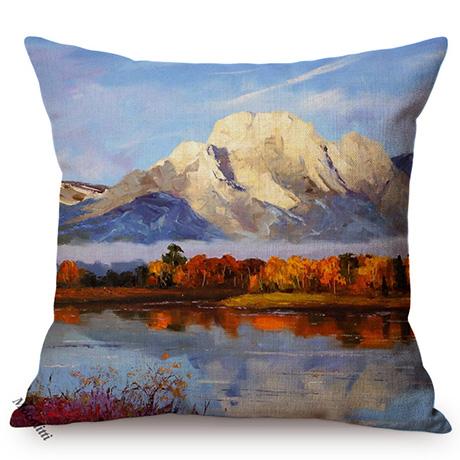 Nordic Rural Landscape Oil Painting Art Sofa Decoration Cushion Cover Rivers Scenery Style Car Chair Throw Pillow Case Cojines