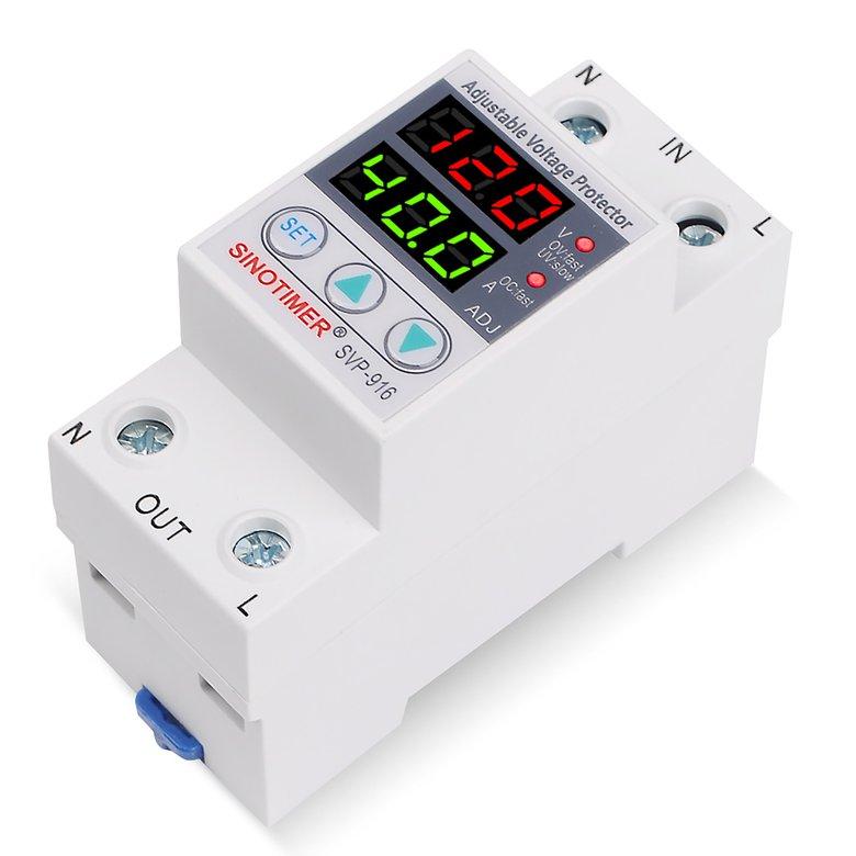 Adjustable Voltage Relay Control Over Under Voltage Protective Device Din Rail White 120V 40A