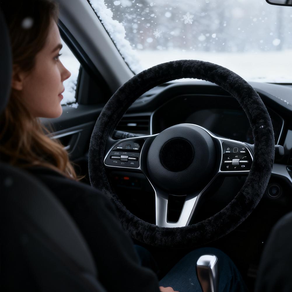 Winter Steering Wheel Cover Plug-in Winter 12V Steering Wheel Protector Cover Heated For Sedan Trucks Minivan Daily Commute Long