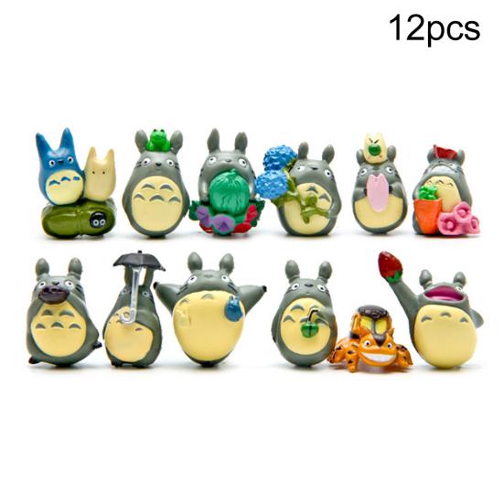 12Pcs/Set Anime Totoro Resin Models Miniature Dollhouse Bonsai Scenery Decor