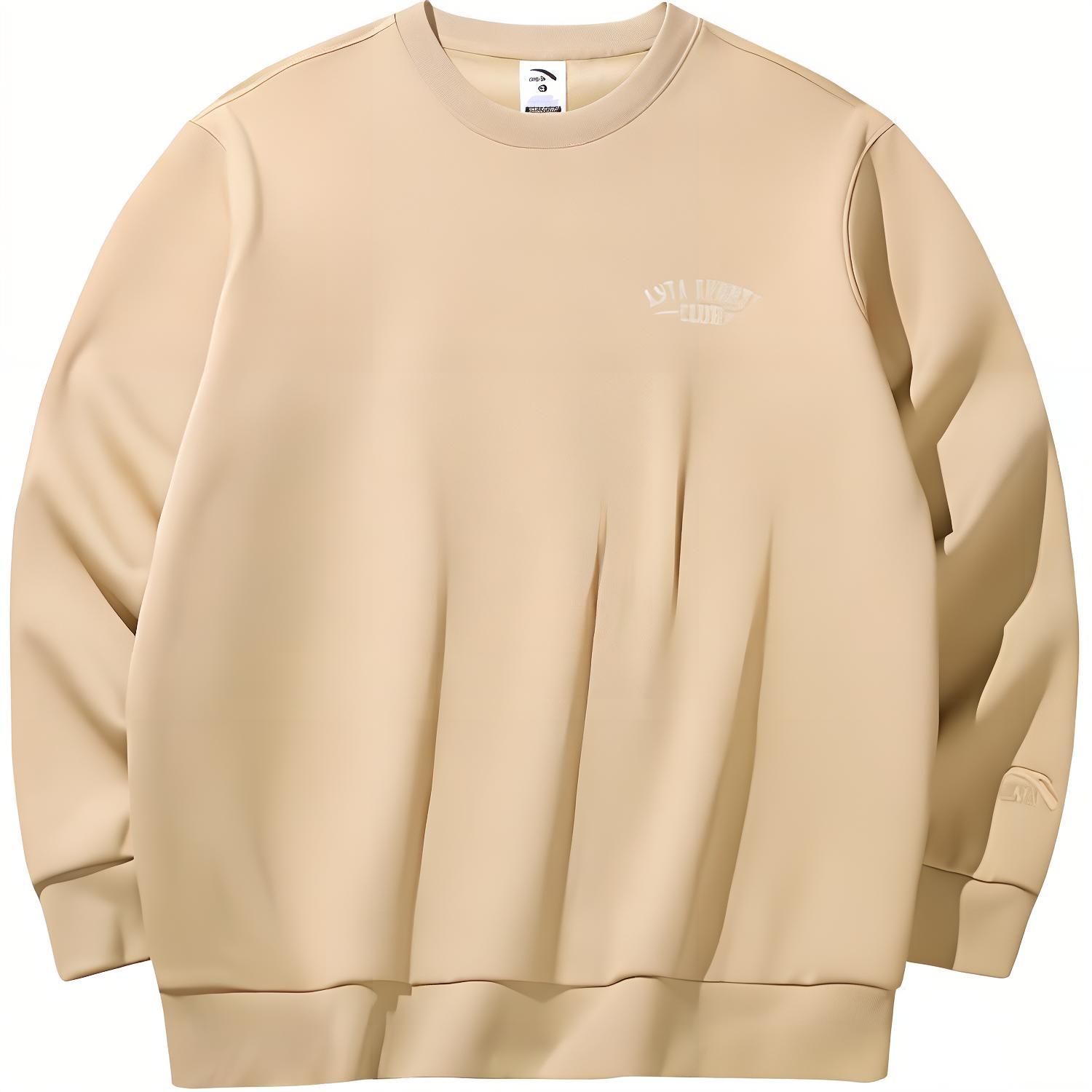 

Anta Comfortable Breathable Letter Round Neck Fleece Warm Sweatshirt Men sweatshirt Light-Brown 152448723-1 M