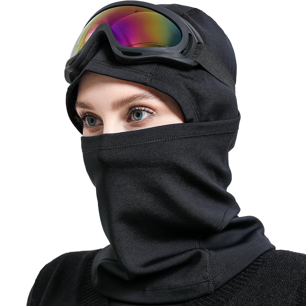 

Теплая лыжная маска Балаклава для улицы Лыжная езда Шлем с флисовой подкладкой Теплый Ветрозащитный шарф one size fits all чёрный