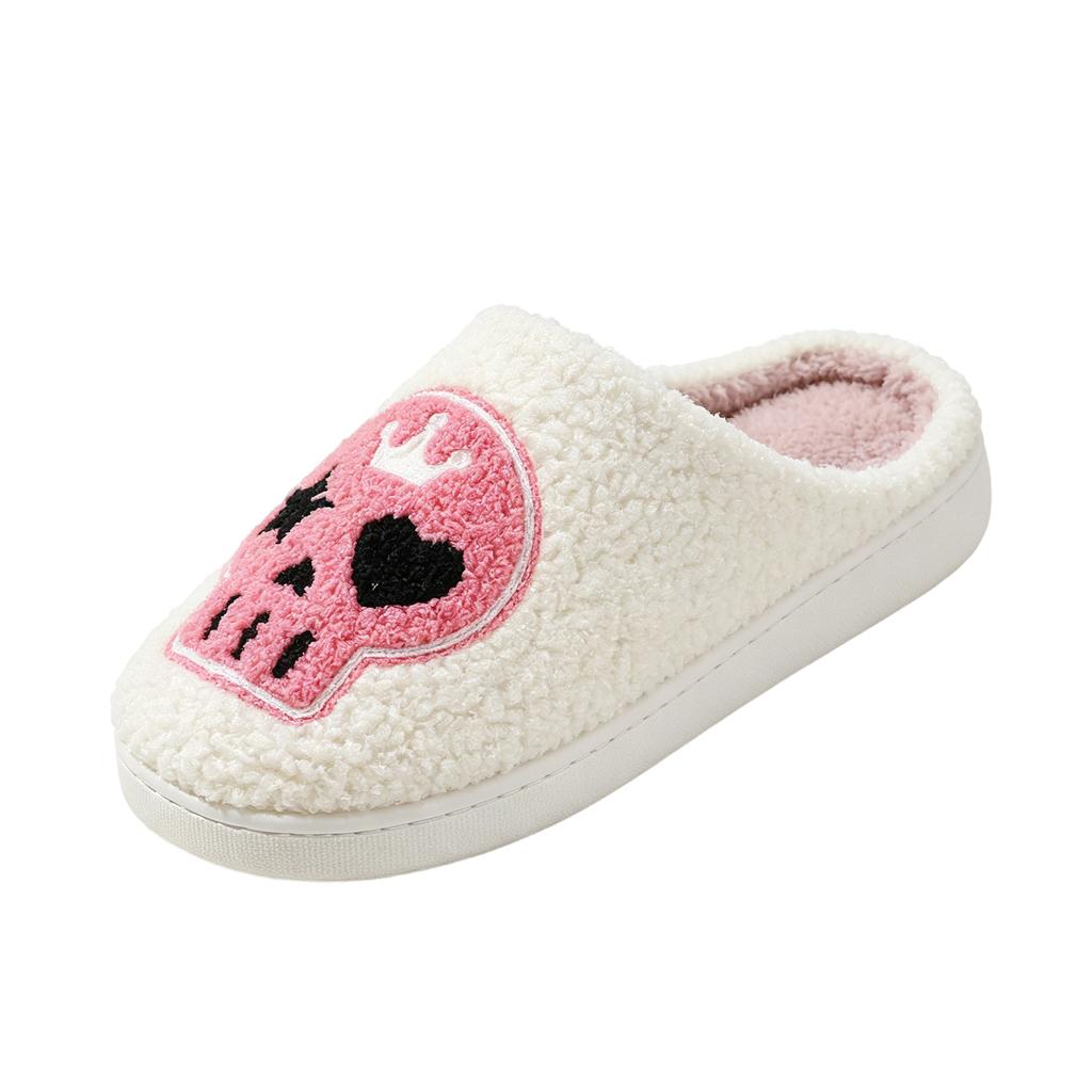 Women's Cotton Winter Slippers with Print, Warm Indoor House Shoes for Halloween