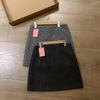 French Retro Grey Polka Dot Wool A-line Skirt - Women’s Autumn/Winter High Waist Hip-hugging Short Skirt
