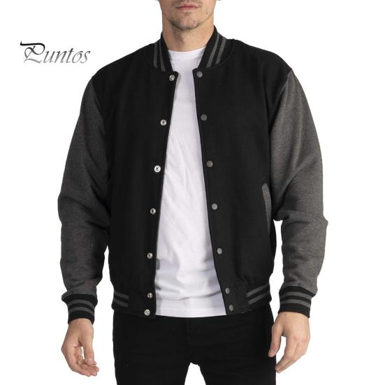 

Мужская бейсбольная куртка с воротником-стойкой, длинными рукавами, застежкой на пуговицы, цветное пальто в стиле пэчворк с карманами, флисовая подкладка на осень-зиму, повседневное спортивное пальто M чёрный