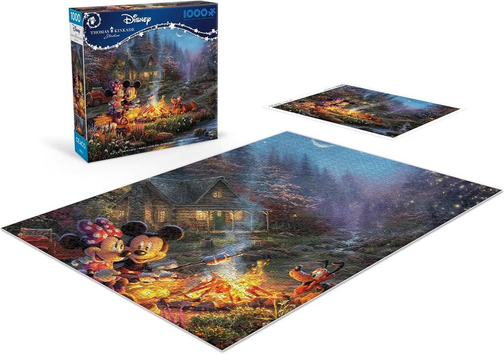 Ceaco - Disney - Thomas Kinkade - Mickey & Minnie Sweetheart Campfire - 1000 Piece Jigsaw Puzzle