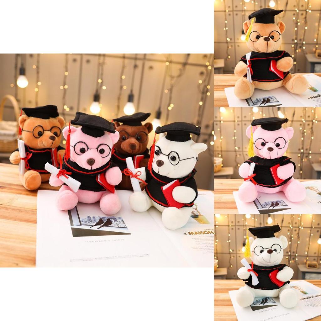 Cute Teddy Bear Plush Toy With Doctor Cap Graduation Doll Gift