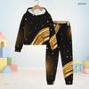 Kids Boys Girls Black Printed Tree Floral Hooded Long Sleeve Sweatshirt Cuffed Pants Two Piece Set