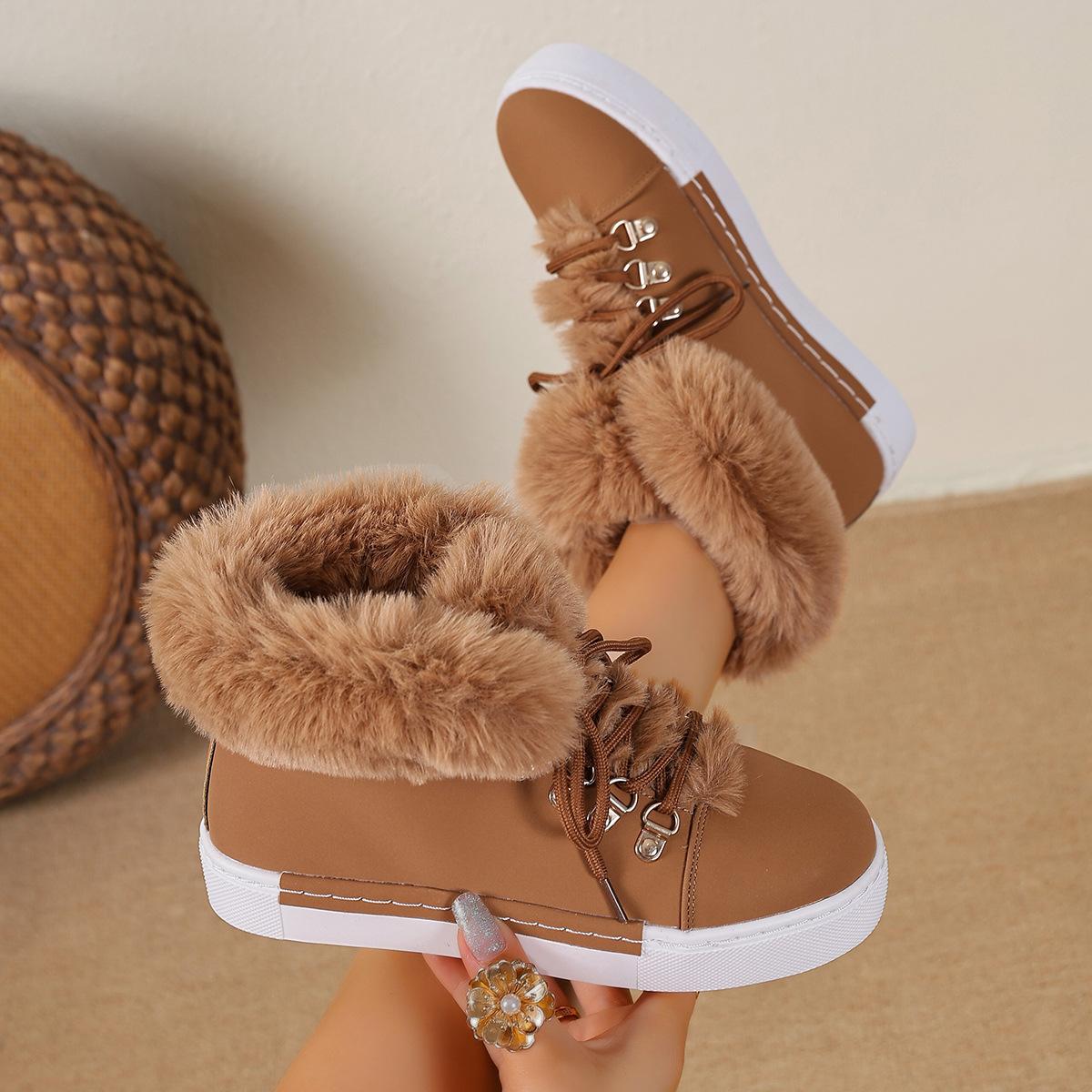 

Women s soft elastic winter warm and cold padded snow boots non-slip wear-resistant outdoor casual sneakers high-top furry mouth cotton boots 43
