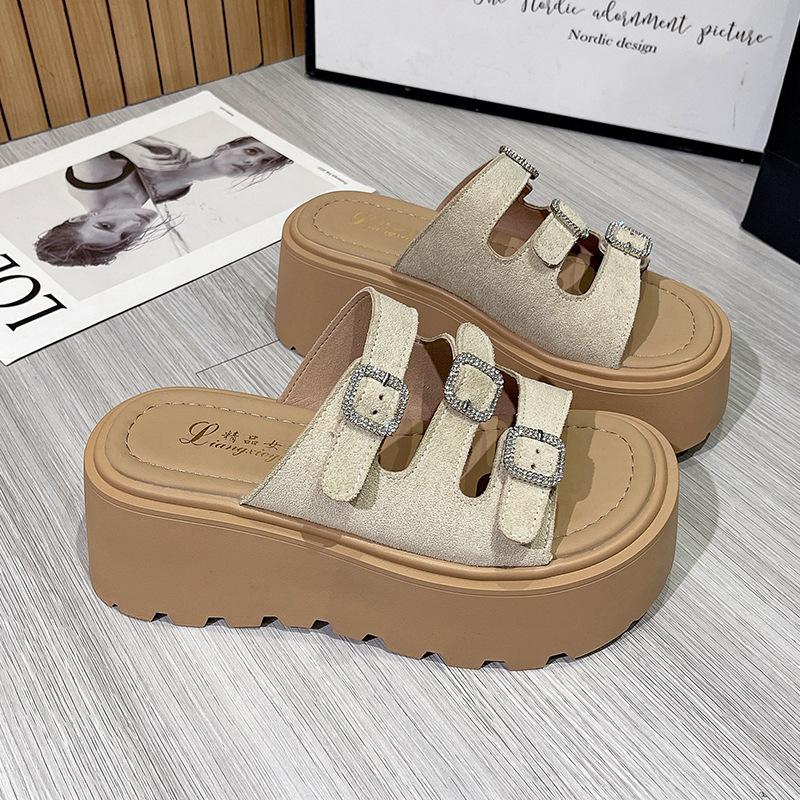 Thick-bottomed Versatile Outer Wear Cool Slippers Women's 2025 Summer New Pink Cute Slippers Beach Cool Slippers
