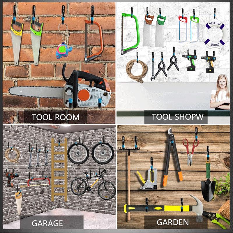 Bicycle & Tool Storage Rack - Garage Hooks for Bikes & Garden Tools