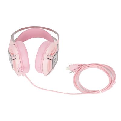 H9 Pink Game Headset 7.1 Virtual Surround Adjustable Noise Reduction E Sports Headphone for Game