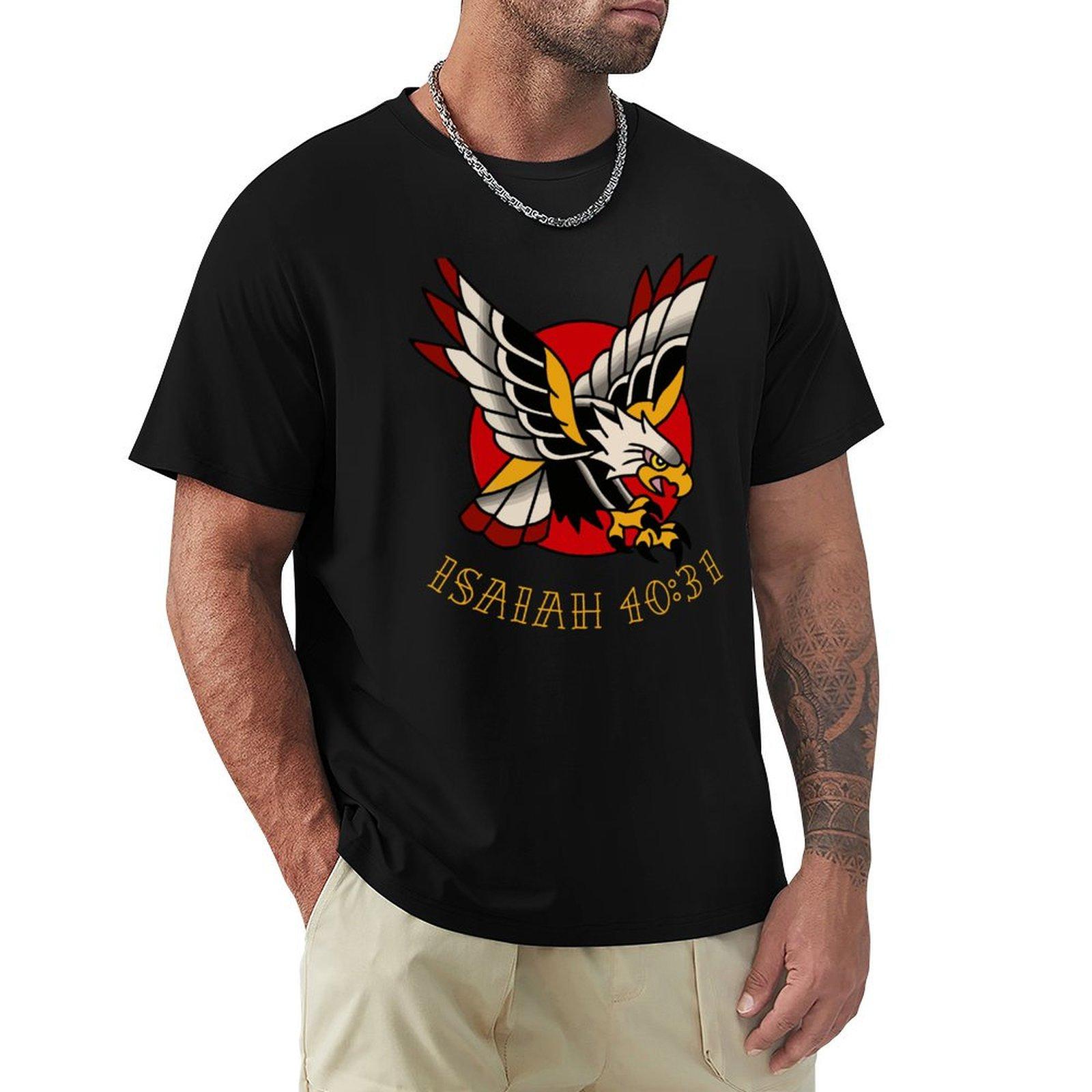 

Isaiah 4031 Eagle Traditional Christian Tattoo Flash TShirt aesthetic clothes Blouse plus size clothes shirts men 4XL