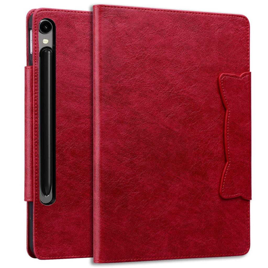 Applicable To Samsung Tab S10FE + Tablet Leather Case, Solid Color Business Leather Pattern Card Holder Anti-drop Case S11