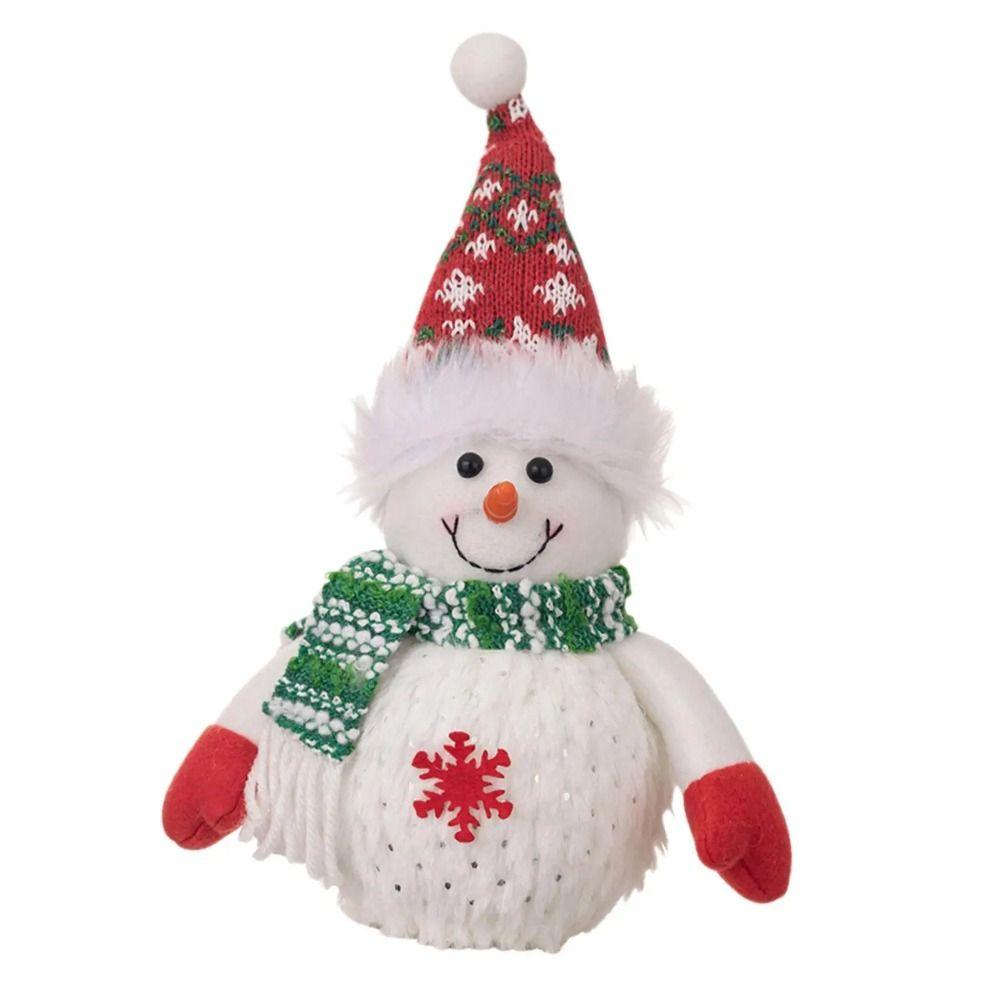 Cartoon Glowing Snowman Figurine Snowflake Luminous Snowman Ornament  Merry Christmas Decor