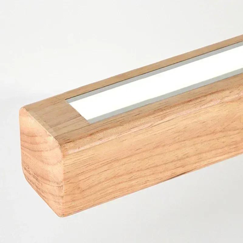 DAMIASMIL LED Pendant Light Dining Table Lamp Wood Long Strip Suspension Chandelier for Living Dining Room Lighting Fixture