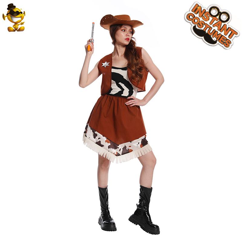 Adult cowgirl skirt Halloween carnival party cos western cowboy costume performance costume party costume distribution One size fits all
