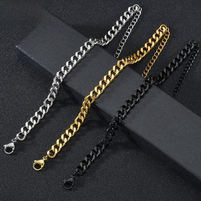 18k Gold Titanstahl Hip-Hop Kubanische Kette Armband Unisex