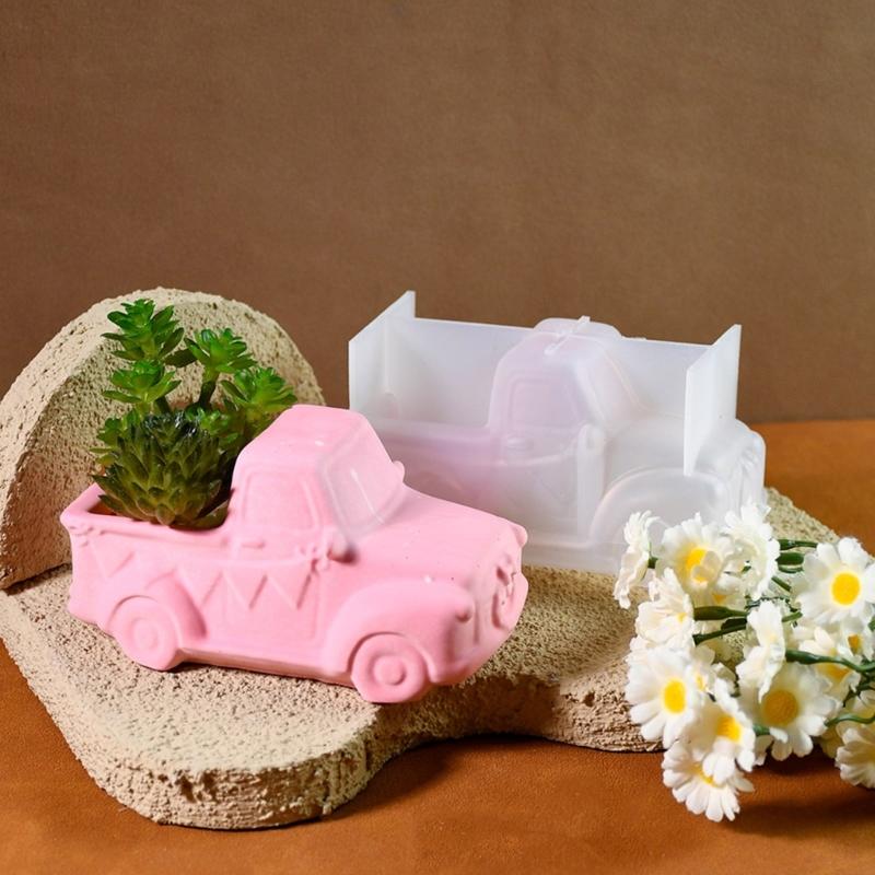 Unique Vehicle Shape Succulent Planter Retro Car Shape Silicone Mold For Succulent Planter And Candle Vessel DIY Crafts