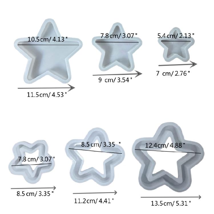 3Pcs Hollow Out Star Molds, Star Shaped Silicone Molds