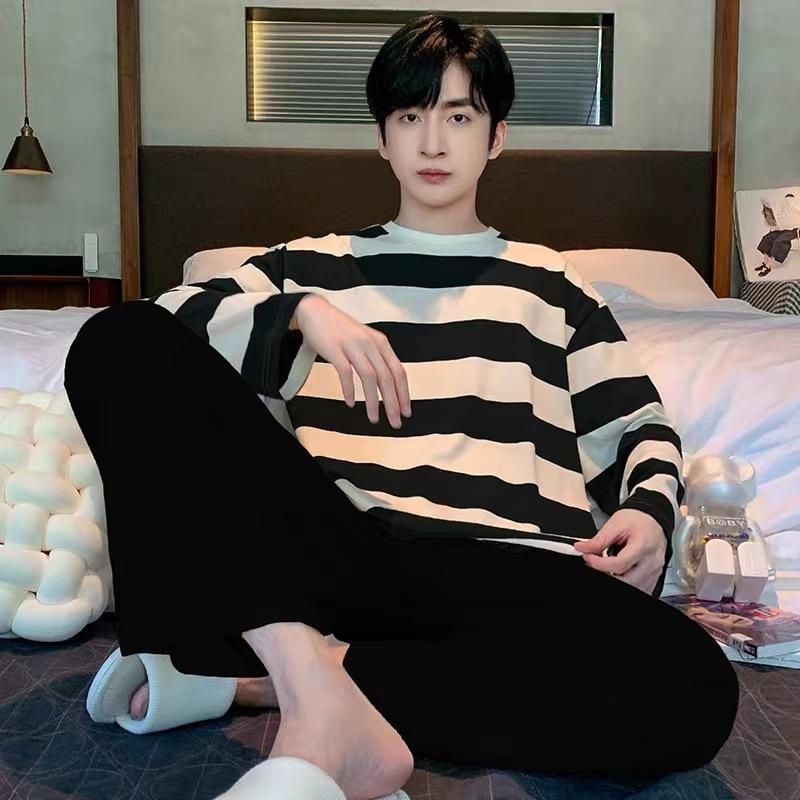 

Весенне-осенний новый мужской пижамный костюм для дома, подростковый, студенческий, свободный, для досуга, большого размера, нижнее белье, пижамный костюм для дома L