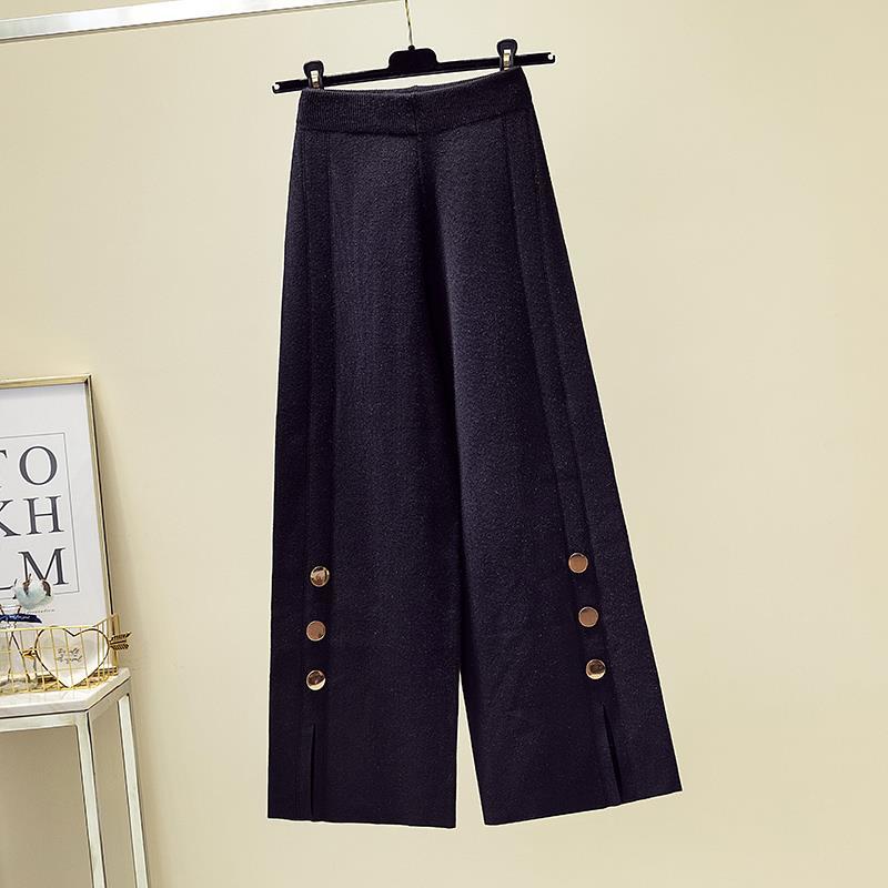 Design sens nișă pantaloni de toamnă devreme pantaloni tricotați pentru femei pantaloni largi arată slăbire și pantaloni casual încrucișați topuri feminine