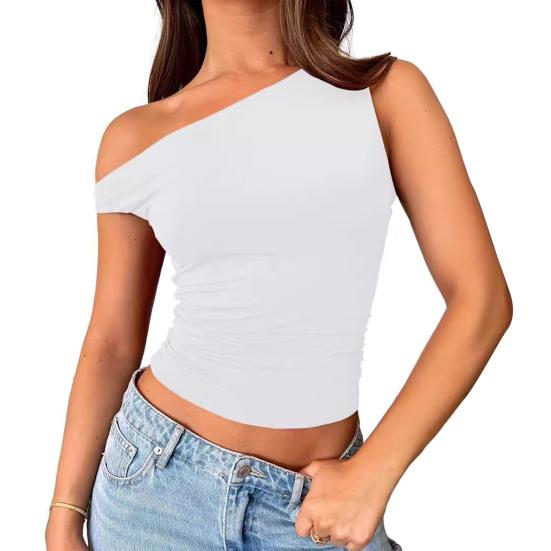 Dámské tílko s šikmým límcem svetr bez rukávů Jednobarevné košilka slim Fit s asymetrickým výstřihem