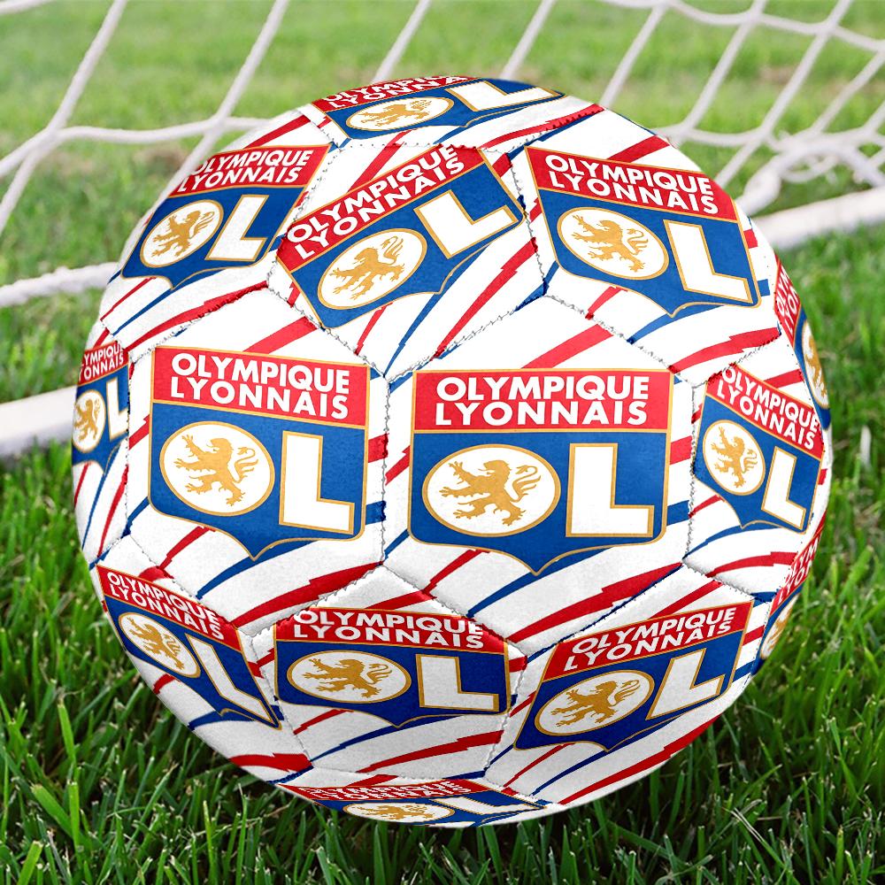 Olympique Football Crest Size 5 Soccer Balls, Anti-Slip, Protective Football, Outdoor Sport, a Unique Gift Suitable for Him/her, Birthdays