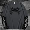 Gotisches Dunkles Muster Bedrucktes Herren Sommer Lässiges Langarm Color-Blocking T-Shirt