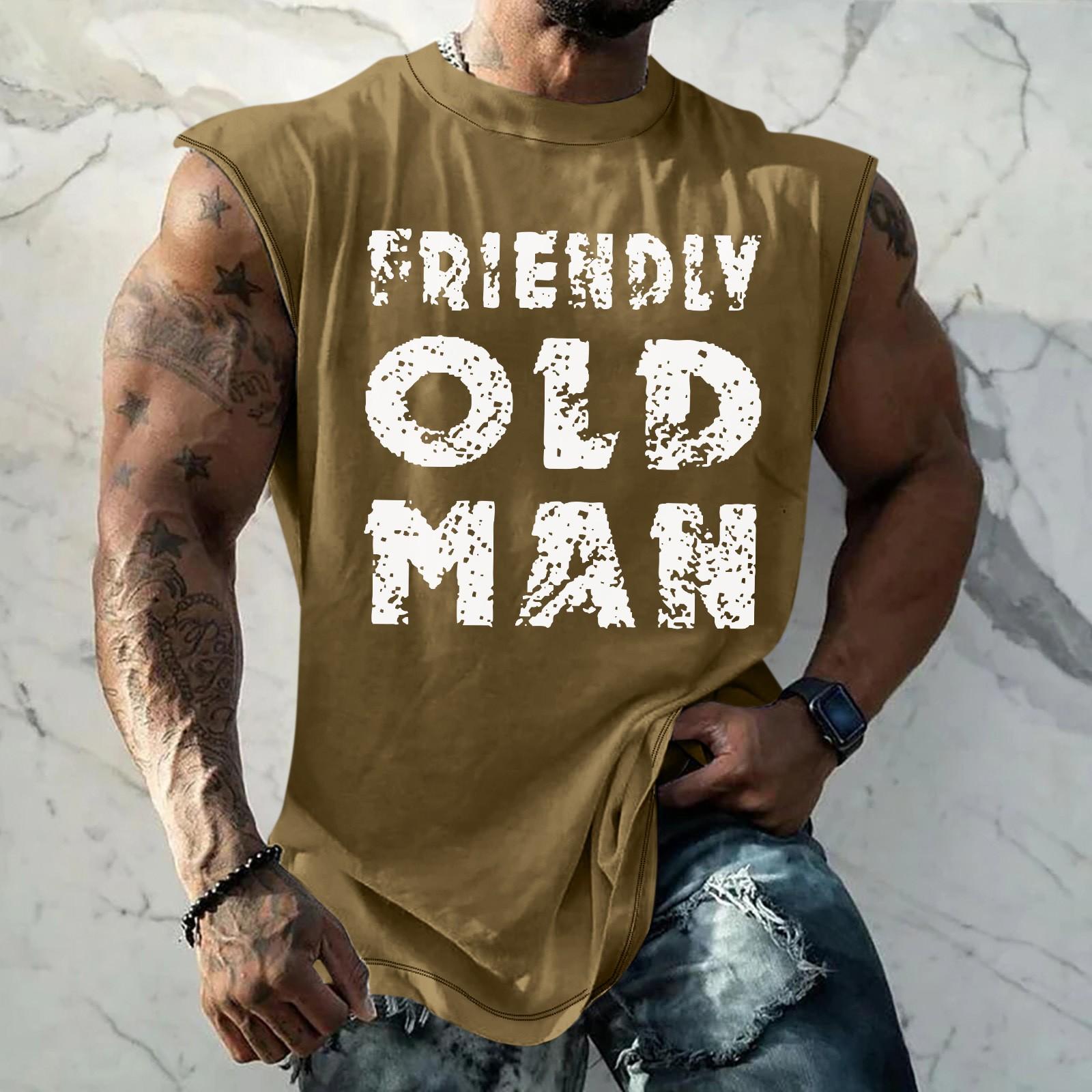 

Летний мужской однотонный поглощающий пот дышащий жилет без рукавов с принтом и расширяющимся плечом XXXL хаки