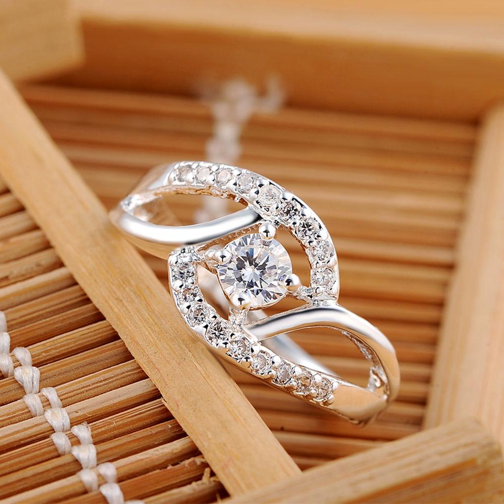 925 Sterling Silver Fashion Jewelry AAA Zircon Wedding Ring