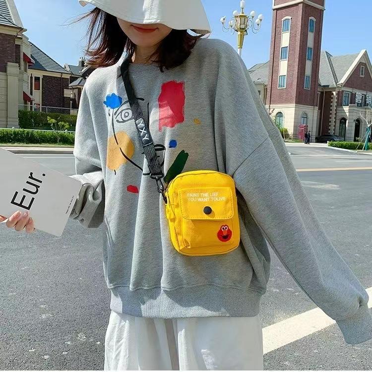 Japanese Style Canvas Crossbody Bag for Women, Cute Cartoon Shoulder Pouch, Trendy Street Fashion Chest Bag for Daily Use KTB