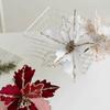 2Pcs/set Glitter Artificial Christmas Flowers Simulation Xmas Tree Ornaments  Christmas
