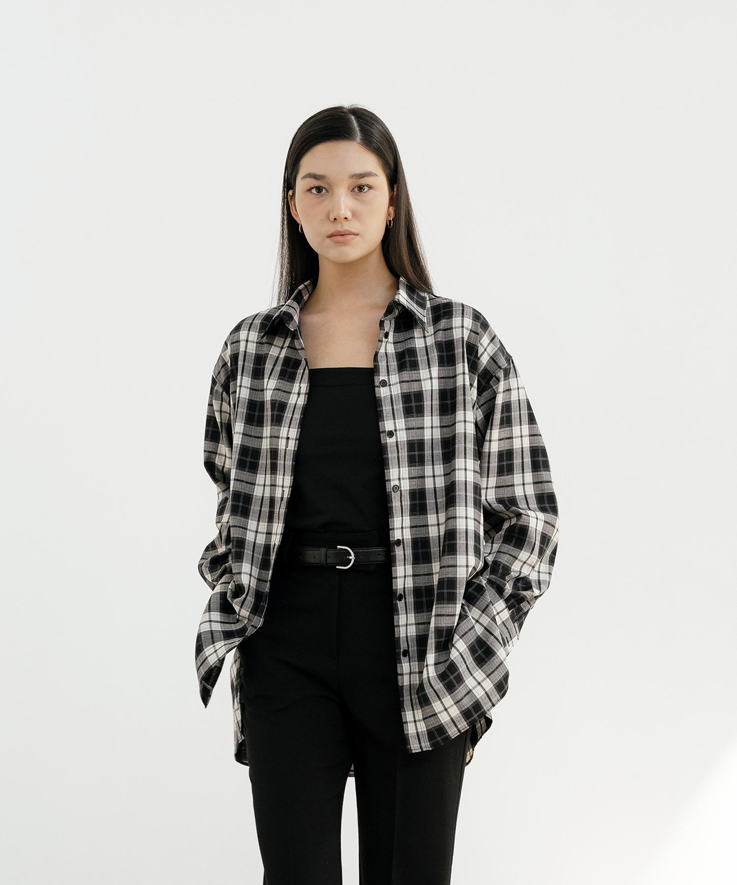 Unis Black Check Oversized Shirt Black Check