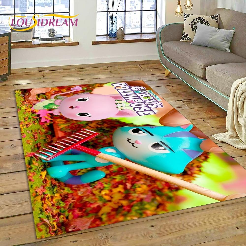 Cartoon Cute Gabbys Dollhouse Girl Rug Carpet for Living Room Bedroom Home Decor,Non-slip Decoration for Sofa Doormat Gifts Kid