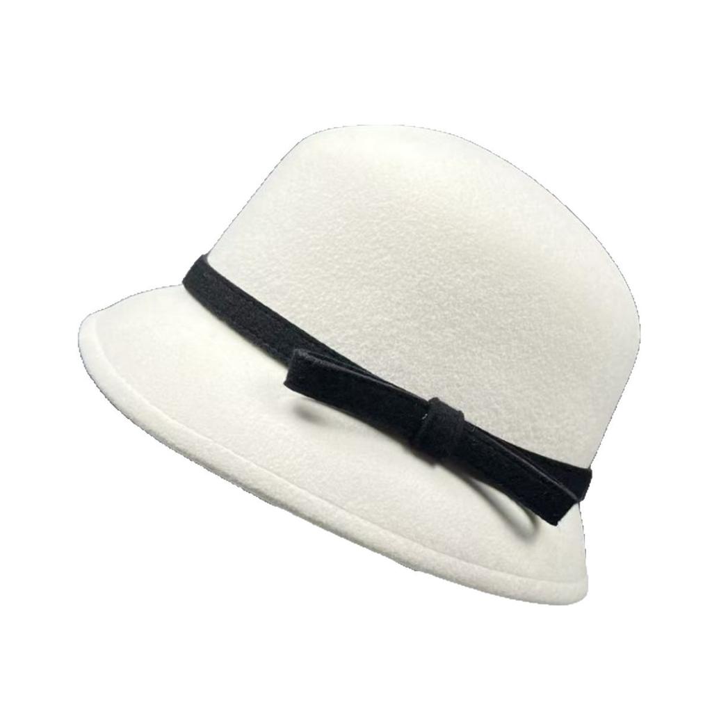 High Quality Celebrity Temperament% Wool Basin Hat Fashionable Foreign Style Ladies Bucket Hat Elegant Short Brim Top Hat