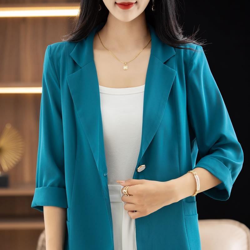 Summer Thin Ice Silk Ladies Blazer Temperament Slim Slimming Age-reducing All-match Sunscreen Blazer