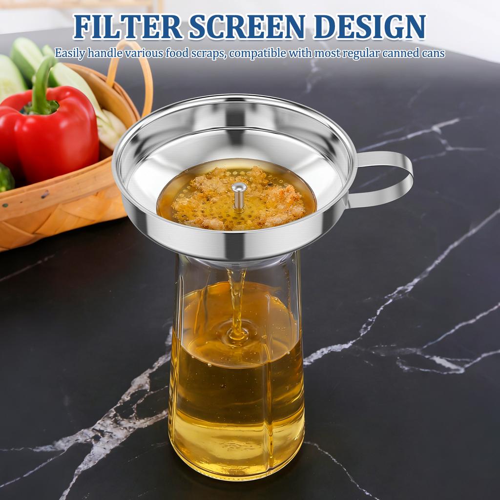 Stainless Steel Wide Mouth Canning Funnel Hopper Thick Salad Dressing Funnel Wide Mouth Can for Oil Wine Kitchen Cooking Tool